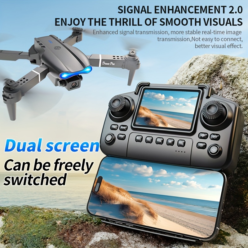 Drone Lipat E99 PRO MAX dengan - Drone Controller Screen ulasan dan harga
